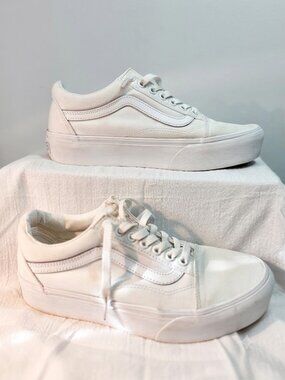 👟 Vans Old Skool All-White Canvas Sneakers Unisex